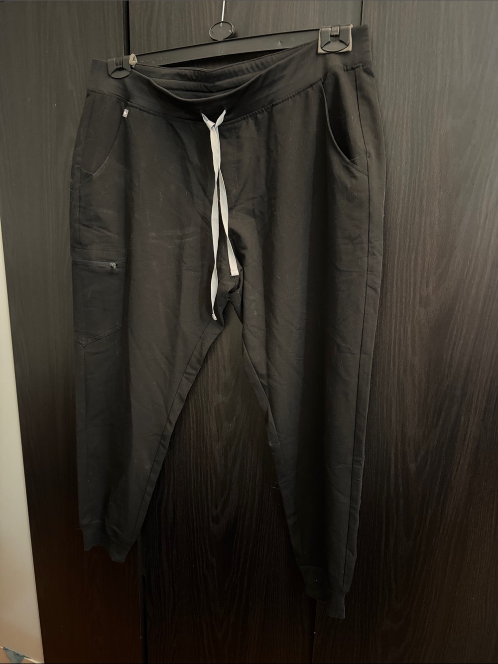 Figs Black Jogger Sweatpants with White Drawcord